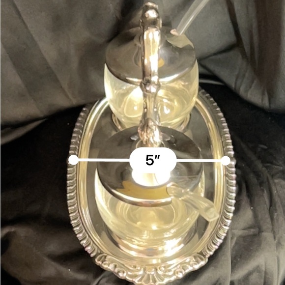 Vintage Sheridan FPS Silver & Glass Jelly & Condiment Set (w spoons) - Picture 12 of 12